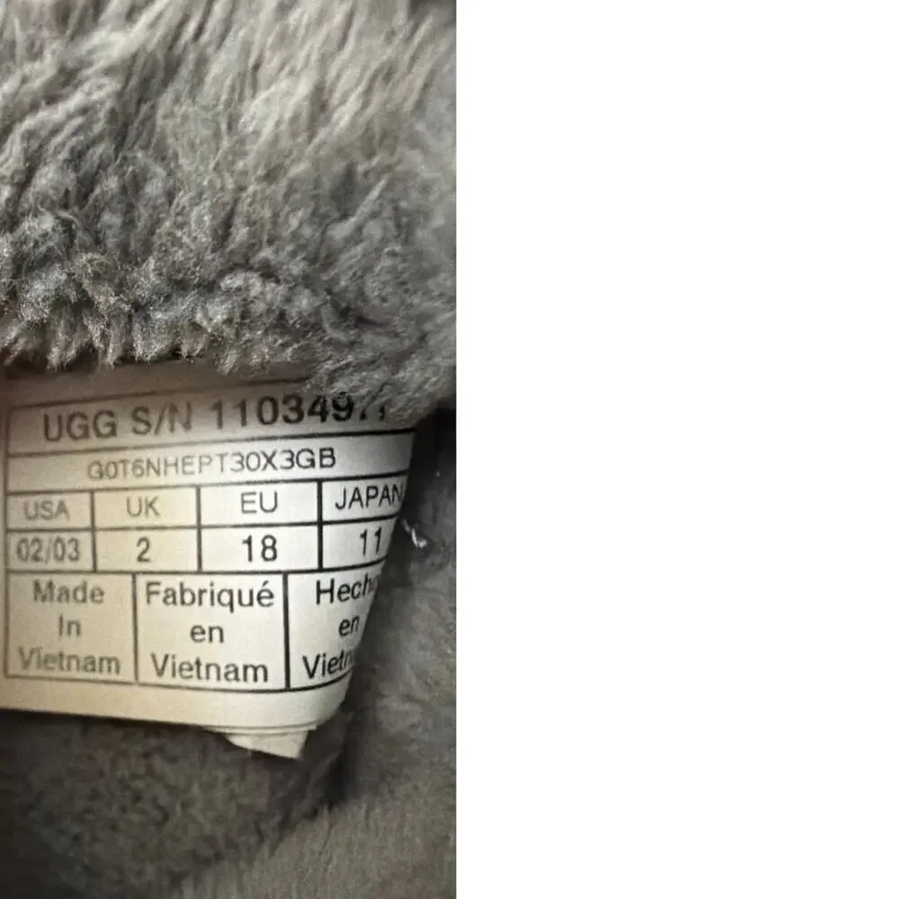 UGG Bixby Booties Charcoal Gray Fleece Baby Infant Size 2-3